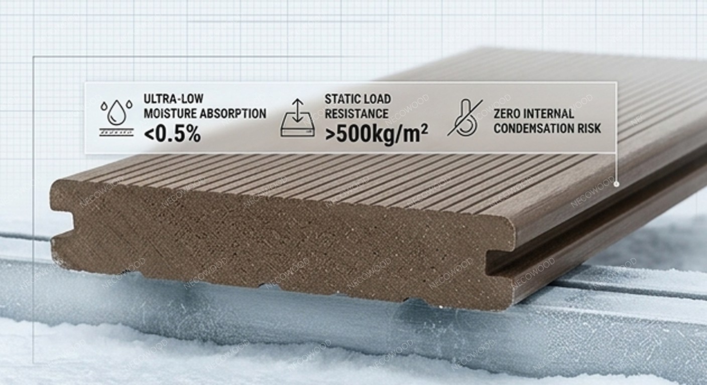 Heavy duty solid WPC decking cross section