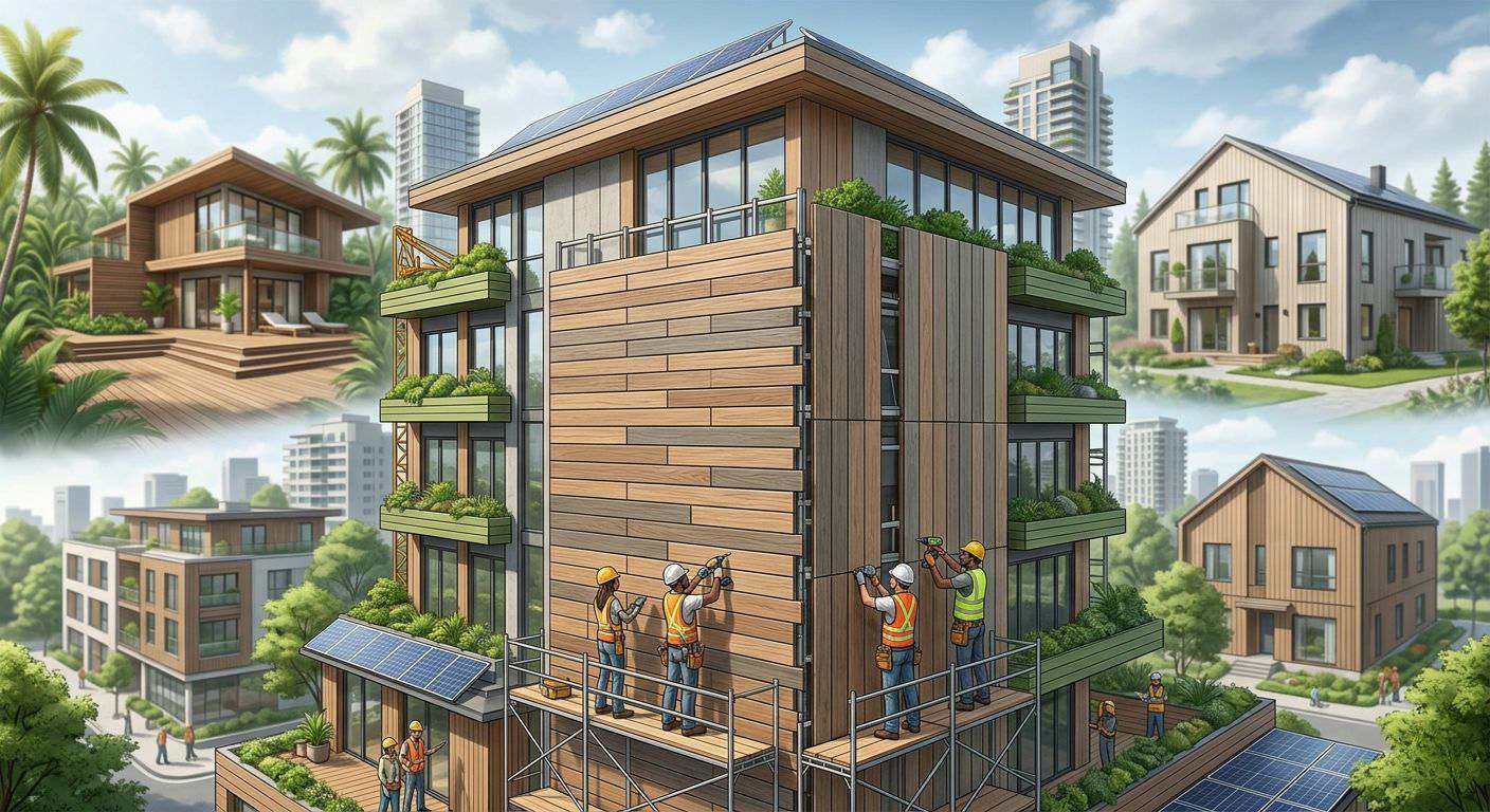 Global WPC market growth 2026 - architectural concept with wood composite materials