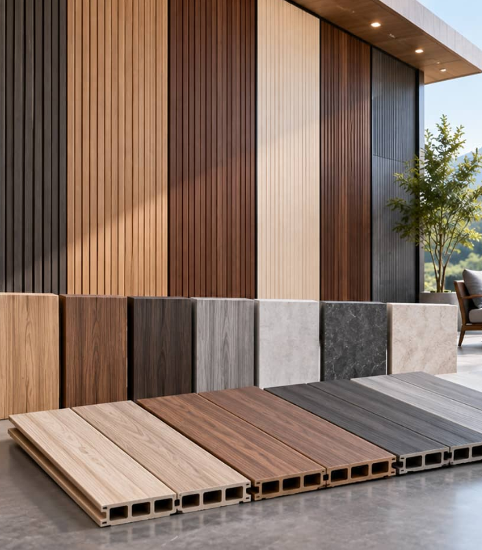 Custom WPC wall panels in different colors