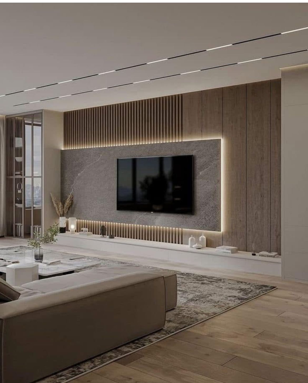 Necowood WPC fluted wall panel applied in interior space