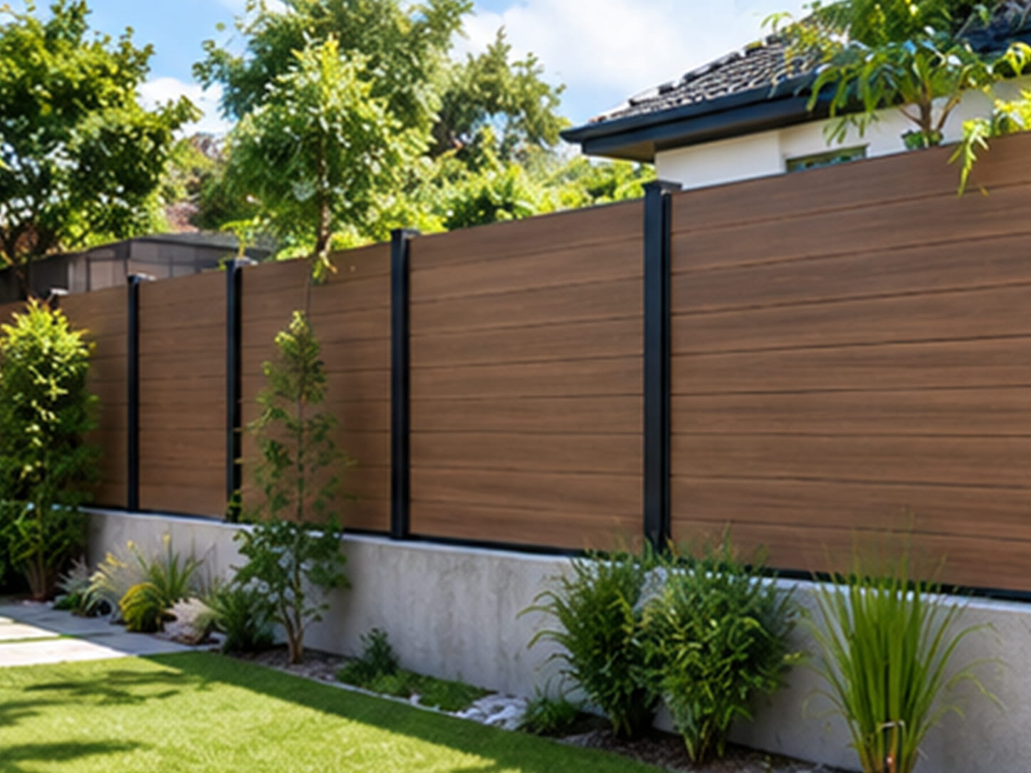 Villa accent wall and balcony cladding with ASA WPC fluted panels