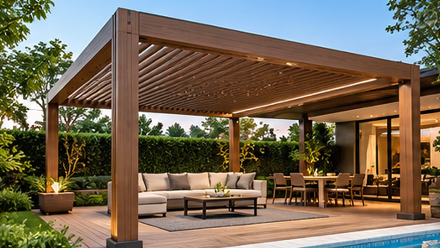 Necowood ASA WPC hollow square tube for residential backyard pergola