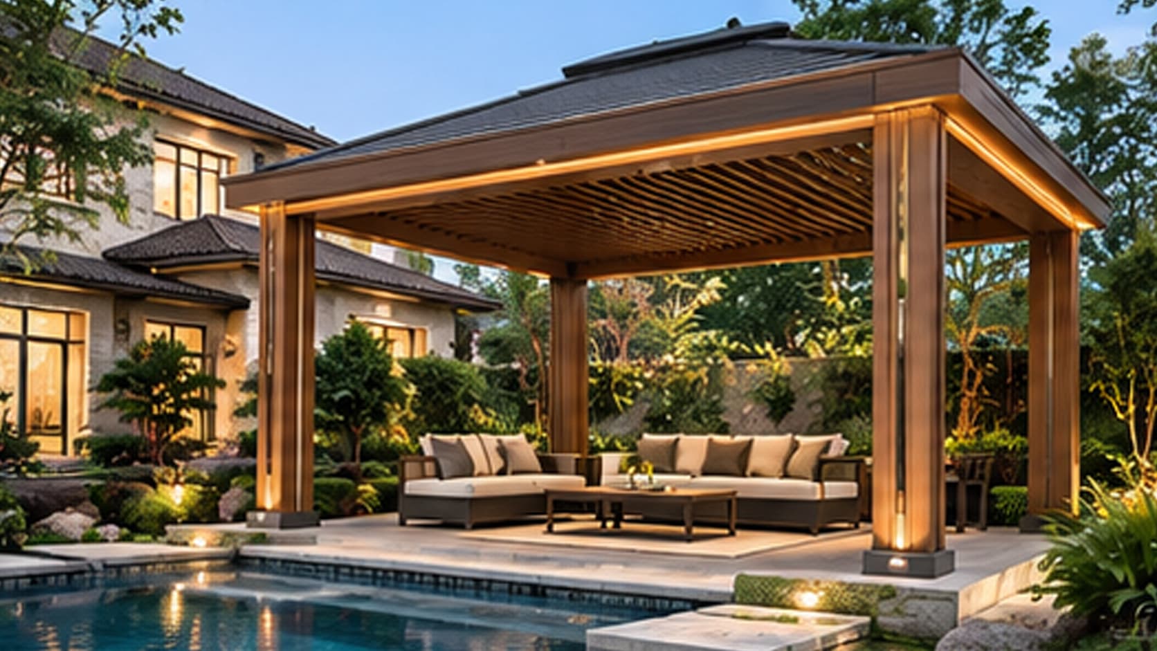 Necowood WPC hollow square tube for villa outdoor pergola and gazebo